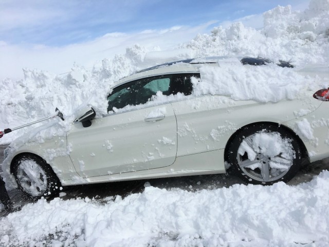 なかなか落ちない雪と格闘すること数分。ようやく車の形が現れだしました