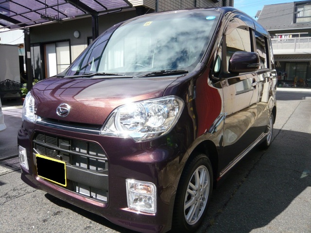 ガスコーティングのハイブリッドナノガラスのゼウスを施工したダイハツタント