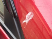 鳥糞がついて汚れ、早めに洗車やカークリーナーで除去しないとクリア塗装に入り込み取れないシミになる危険性のあるマツダｃｘ-5